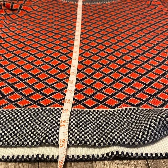 J. Crew Red and navy Geometric Crew Neck Sweater - Picture 7 of 10